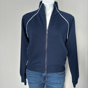 SPANX AirEssentials Pique Full Zip Track Timeless Navy Jacket Womens Size Small